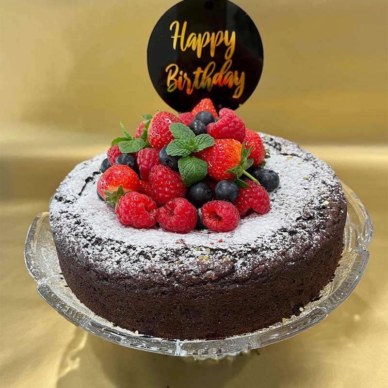 chocolate and fresh berry celebration cake