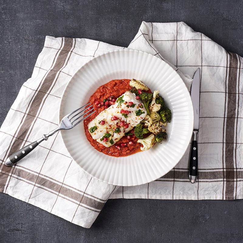 ViktVäktarna - Citronbakad torsk med rostad kål och paprikasås