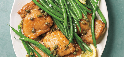 Poulet au citron avec câpres et haricots verts