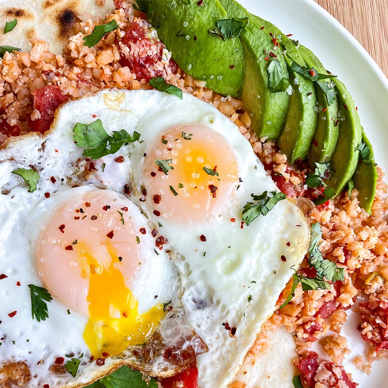 Eggs over cauliflower rice