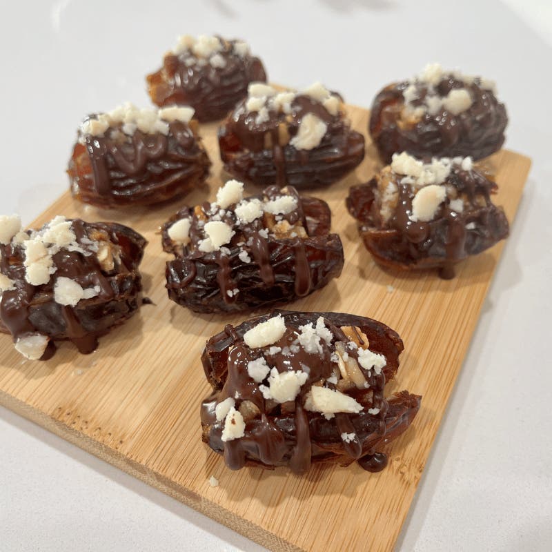 chocolate macadamia and cranberry stuffed dates