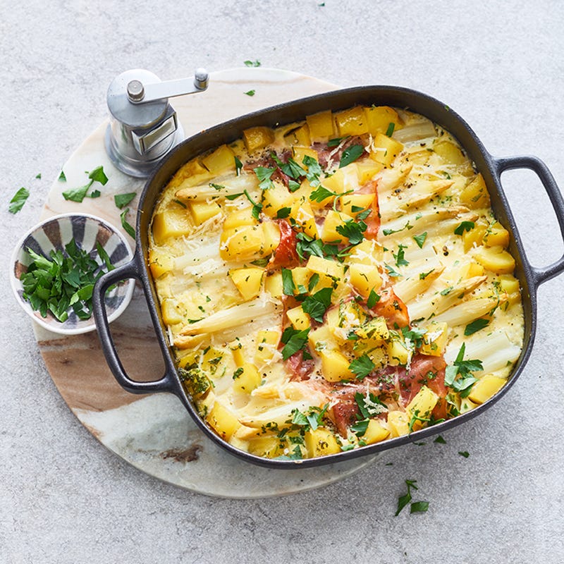 Gratin de jambon et d'asperges