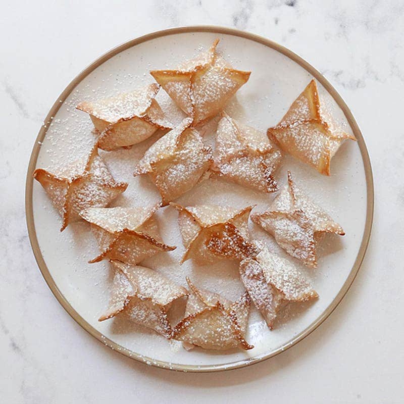 Air-fried strawberry cheesecake bites
