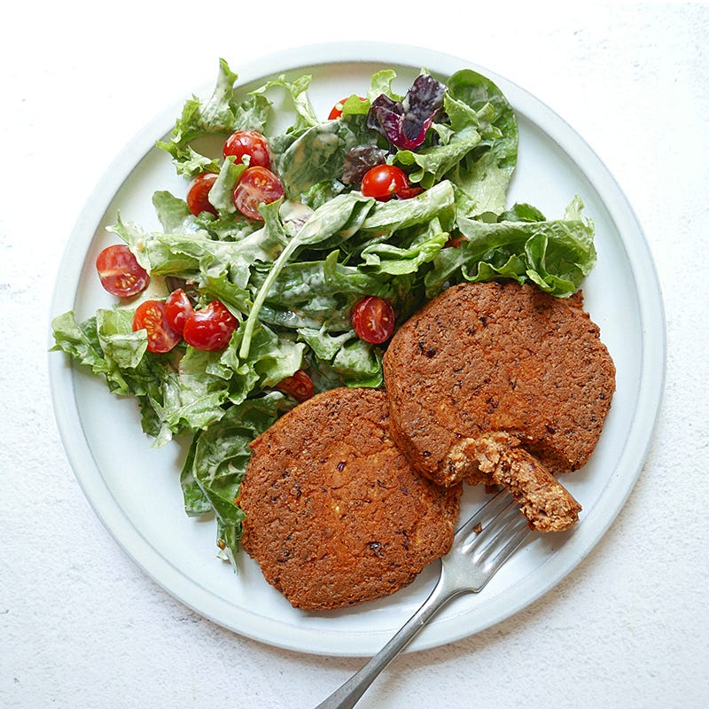 Photo of Easy tofu patties with mixed green salad by WW