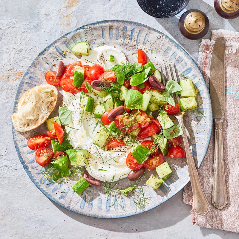 Fetacreme mit Tomatensalat