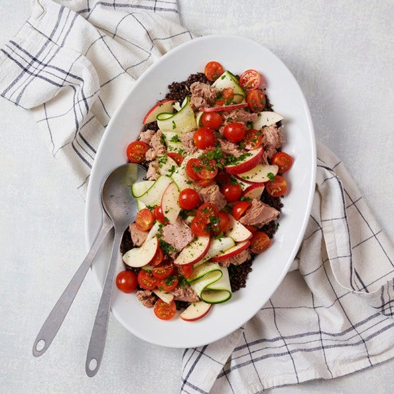 Salade de thon aux lentilles et vinaigrette au citron