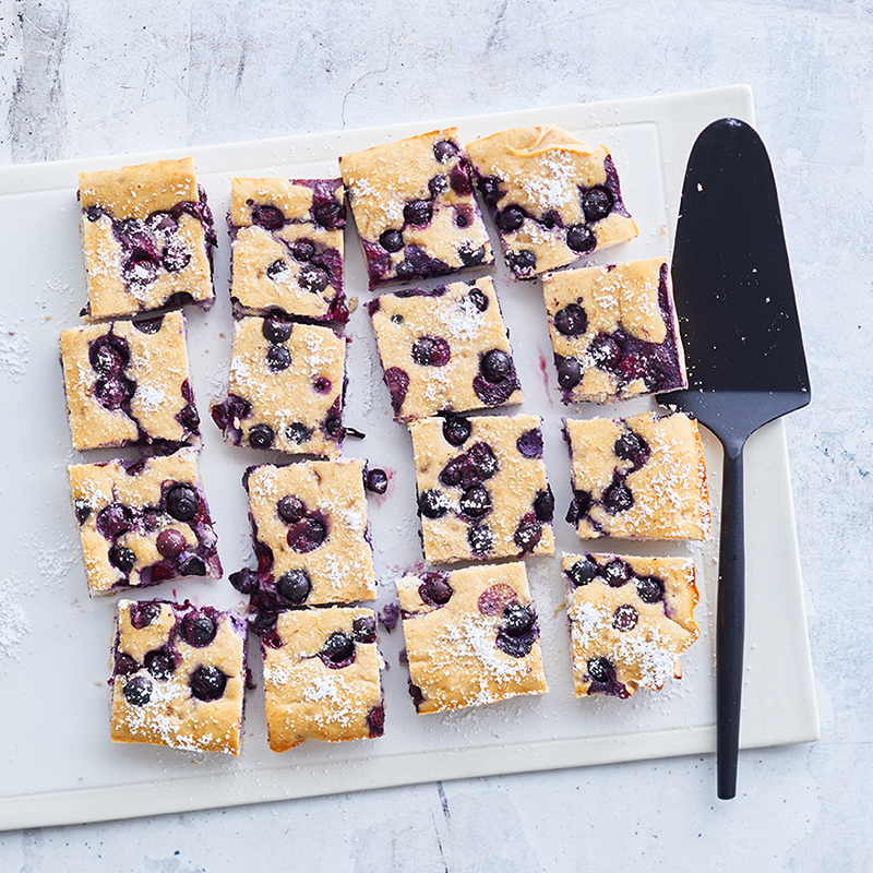 Blueberry protein snack cake