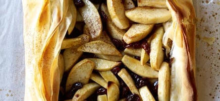 Spiced apple-cherry phyllo tart