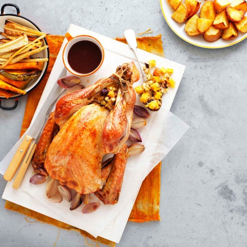 Photo of Maple-glazed roast turkey with cornmeal stuffing by WW