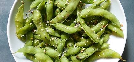 Edamame with everything seasoning