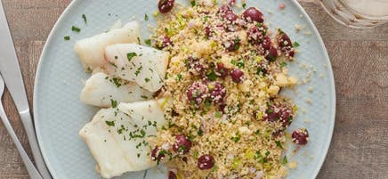 Omble chevalier avec couscous aux canneberges