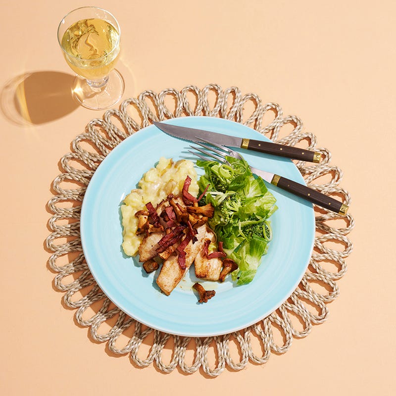 ViktVäktarna - Rödstrimma med krämig potatis, trattkantareller och bacon