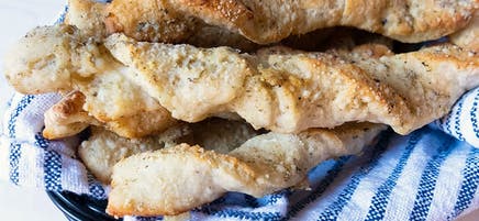 Two-ingredient dough herb and cheese breadsticks