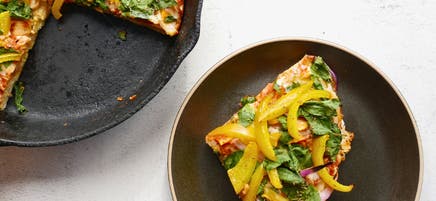 Deep-dish veggie pizza