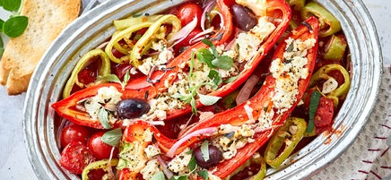 Schafskäse-Spitz-Peperoni-Auflauf