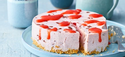 Cheesecake fraise-stracciatella sans cuisson