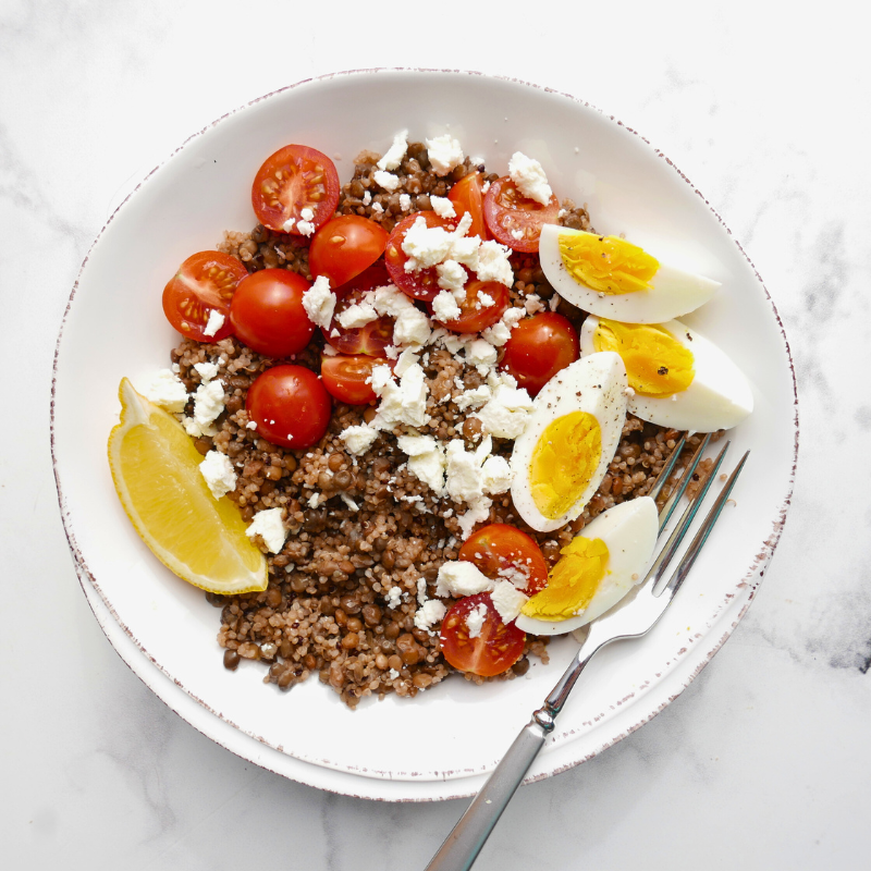 Photo of Quinoa, lentil, and egg bowl by WW