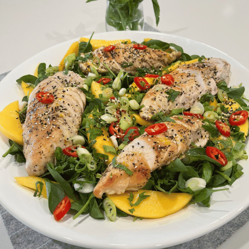 chicken mango salad with citrus dressing