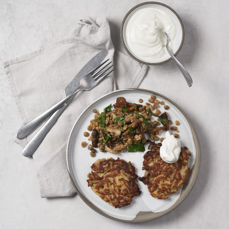 Rösti sauce aux champignons et lentilles