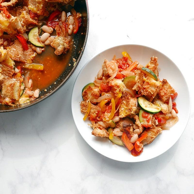 Photo de Sandwich au fromage fondu et « soupe » tomate-légumes au four par WW