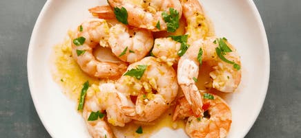 Baked prawn in lemony garlic sauce