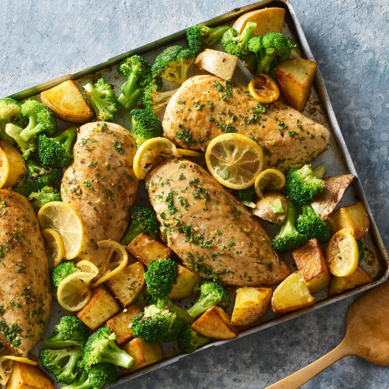 Lemon and herb chicken traybake