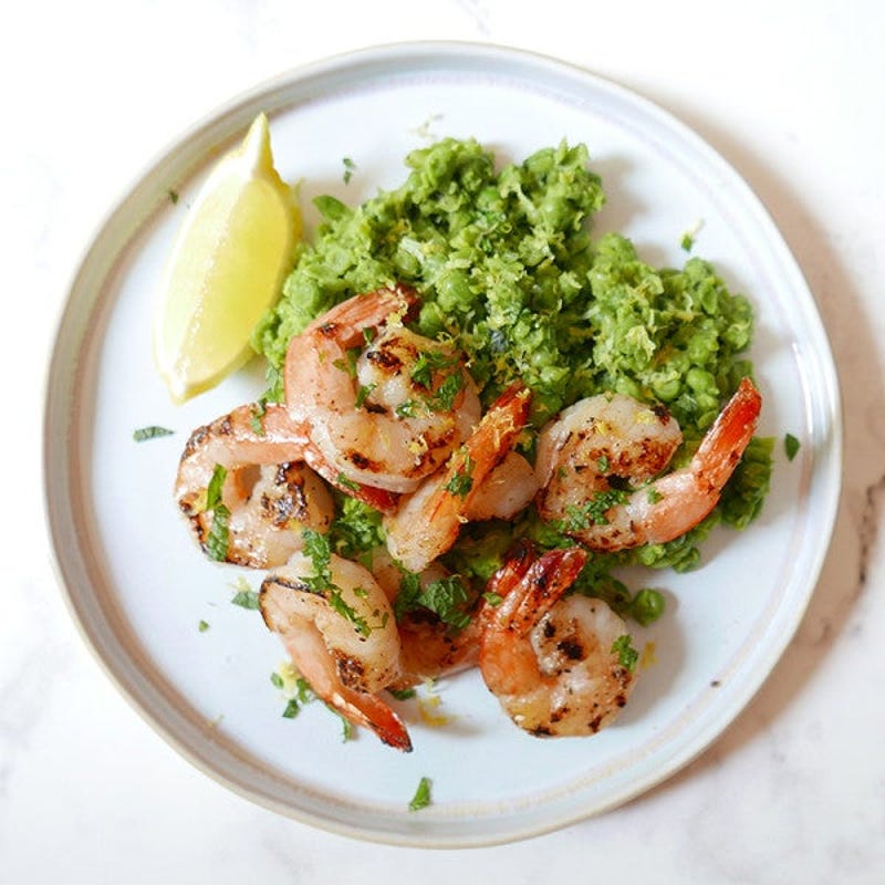 Photo of Seared shrimp over mashed peas by WW