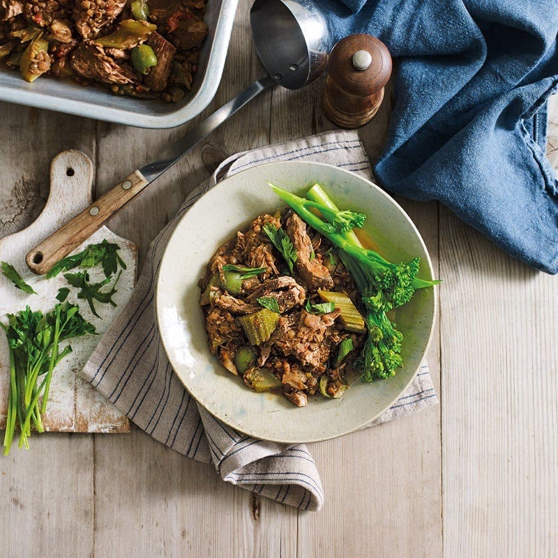 Agneau aux lentilles et aux olives