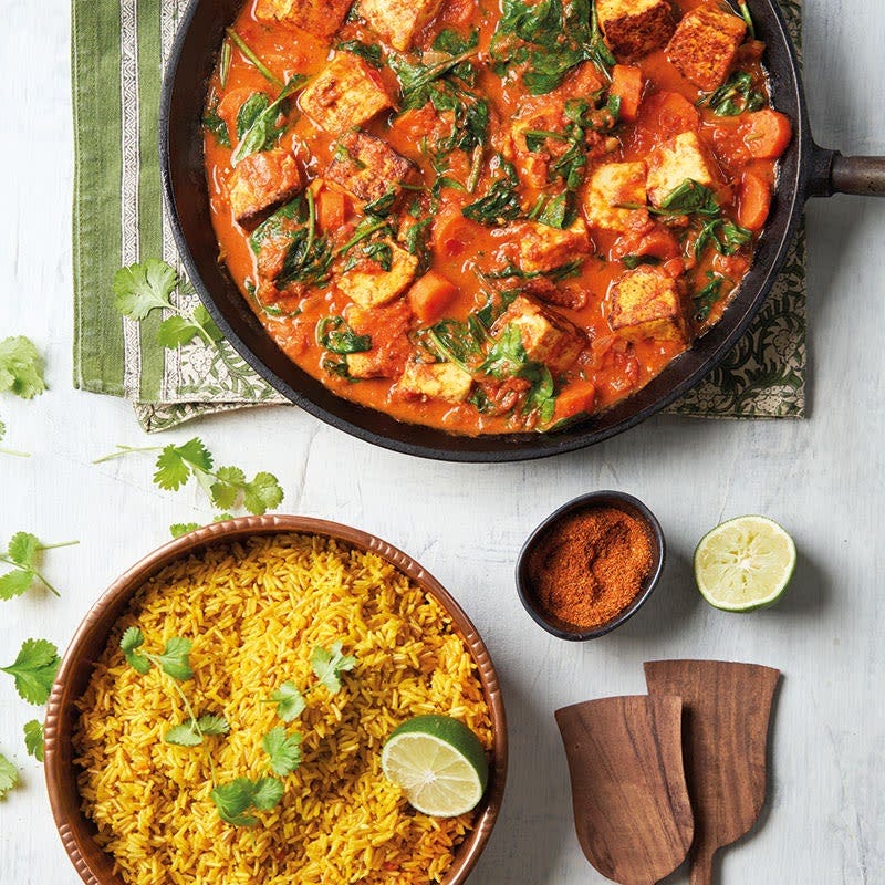 Palak Paneer et riz au curcuma