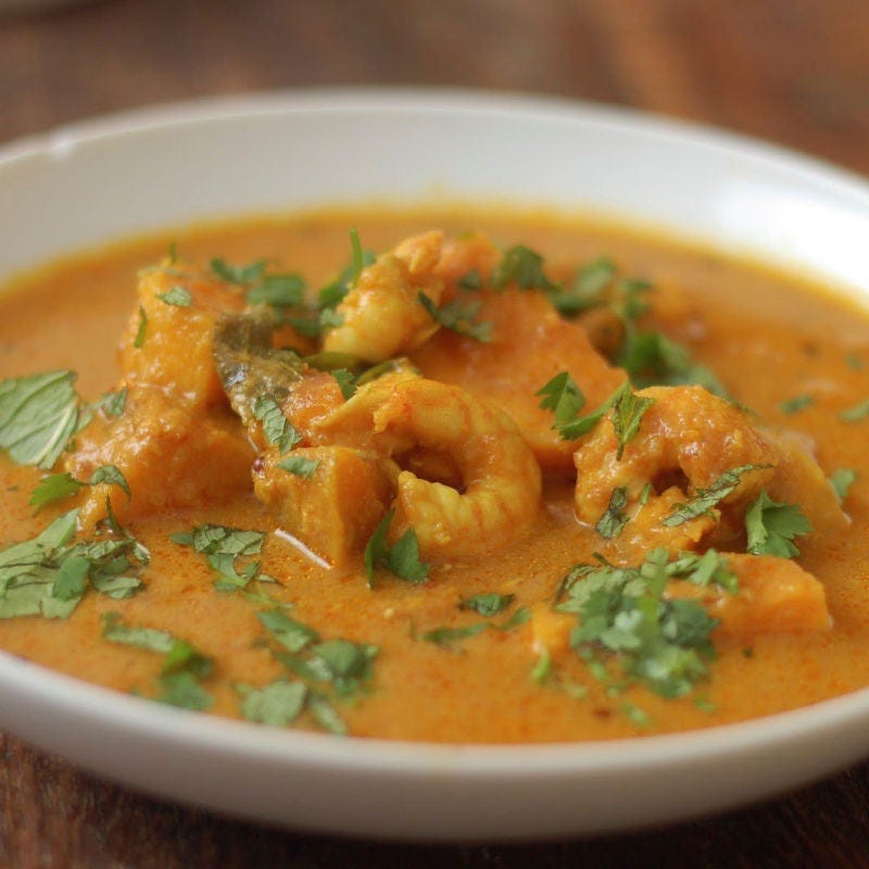 Curry de patates douces aux crevettes