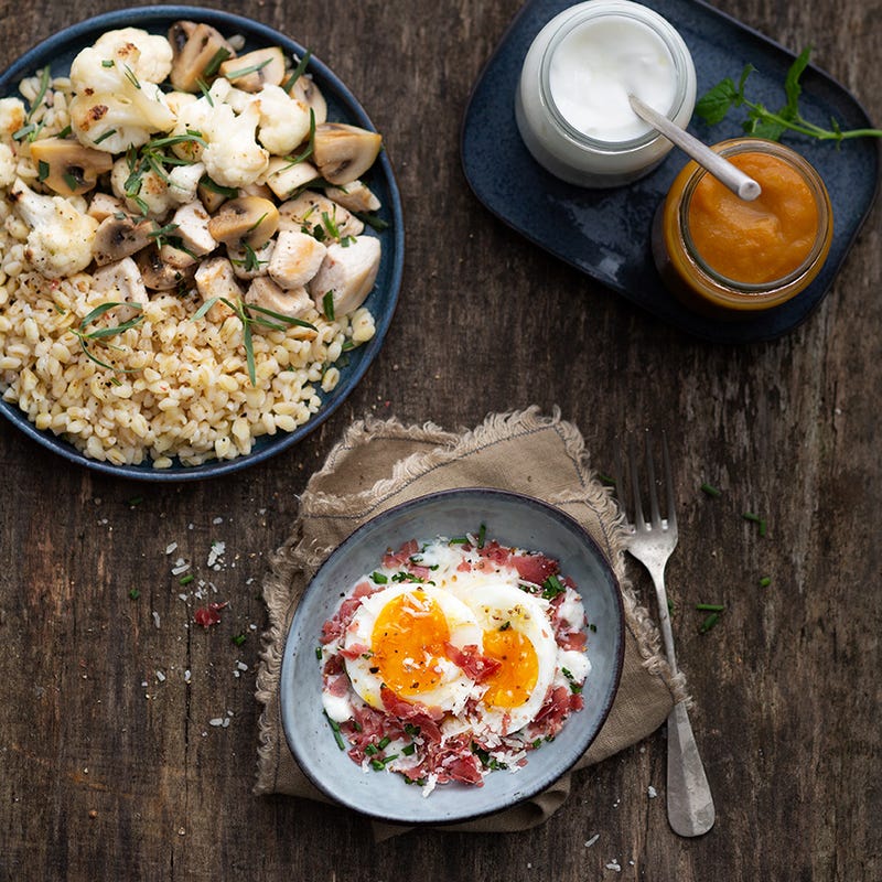 Œuf mollet bresaola et parmesan