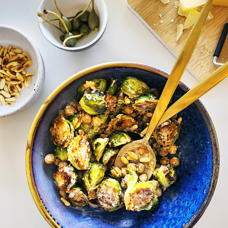 Salade de choux de Bruxelles gratinés
