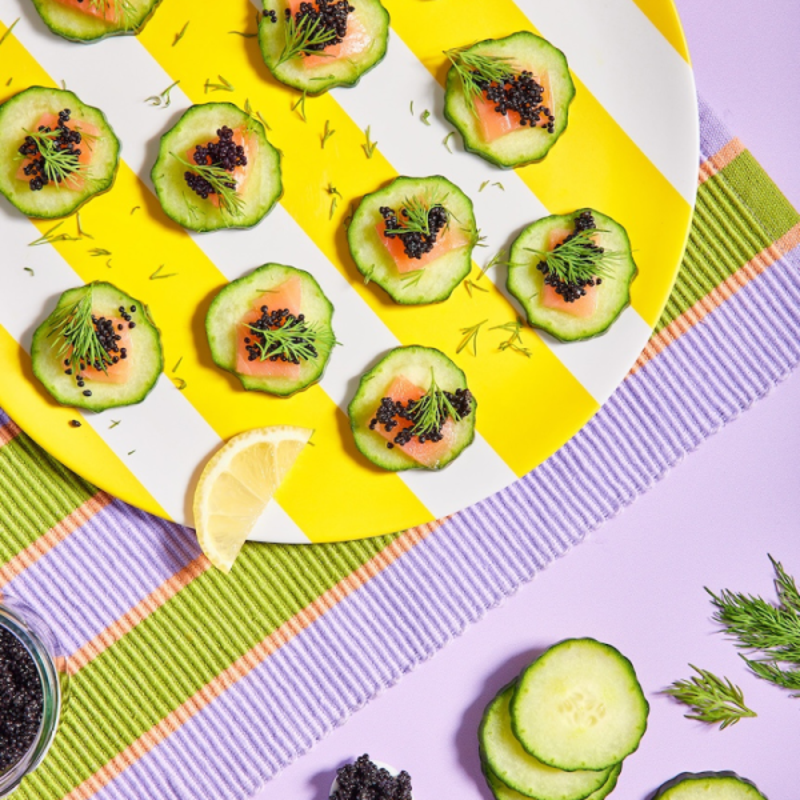 Photo of Caviar and cucumber crudité by Danielle Zaslavsky by WW