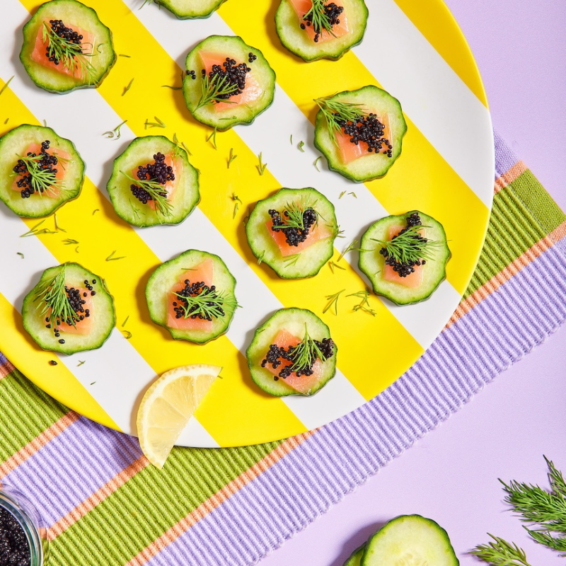 Photo of Caviar and cucumber crudité by Danielle Zaslavsky by WW