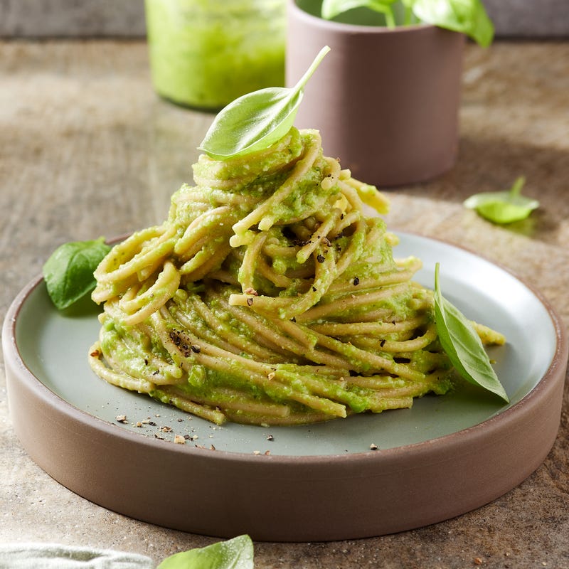 Einfache Erbsenpesto-Pasta