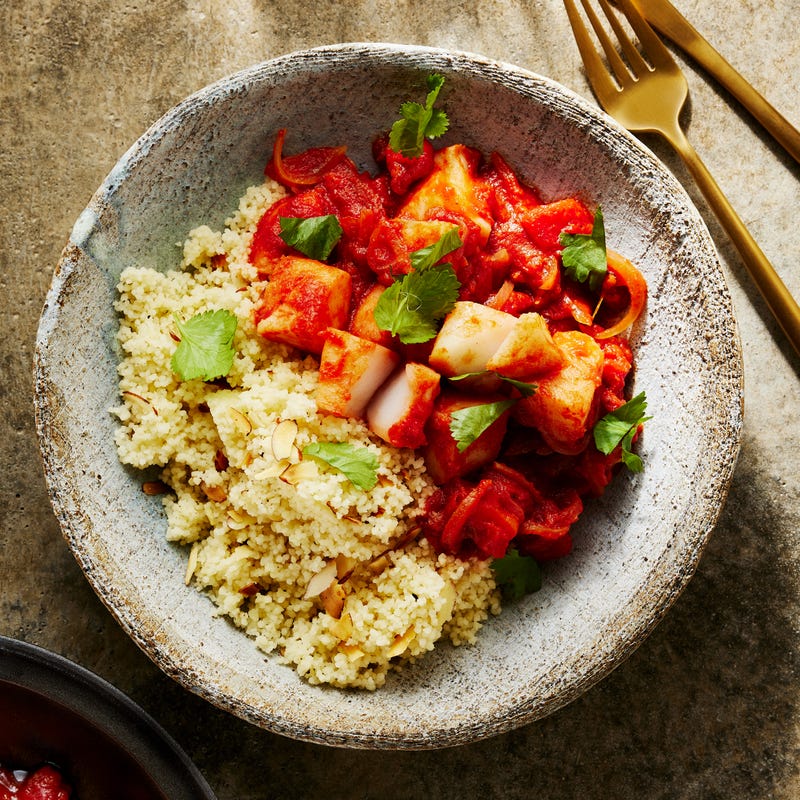 Kabeljau-Tajine mit Couscous