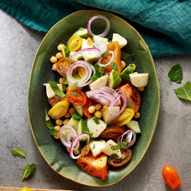 Rösttomaten mit Mozzarella und Kichererbsen