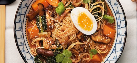 Ramen with sweet potato and mushroom