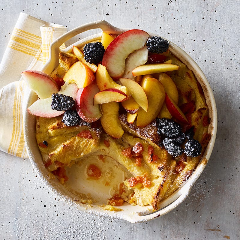Sunday morning fruit and cinnamon bread pudding