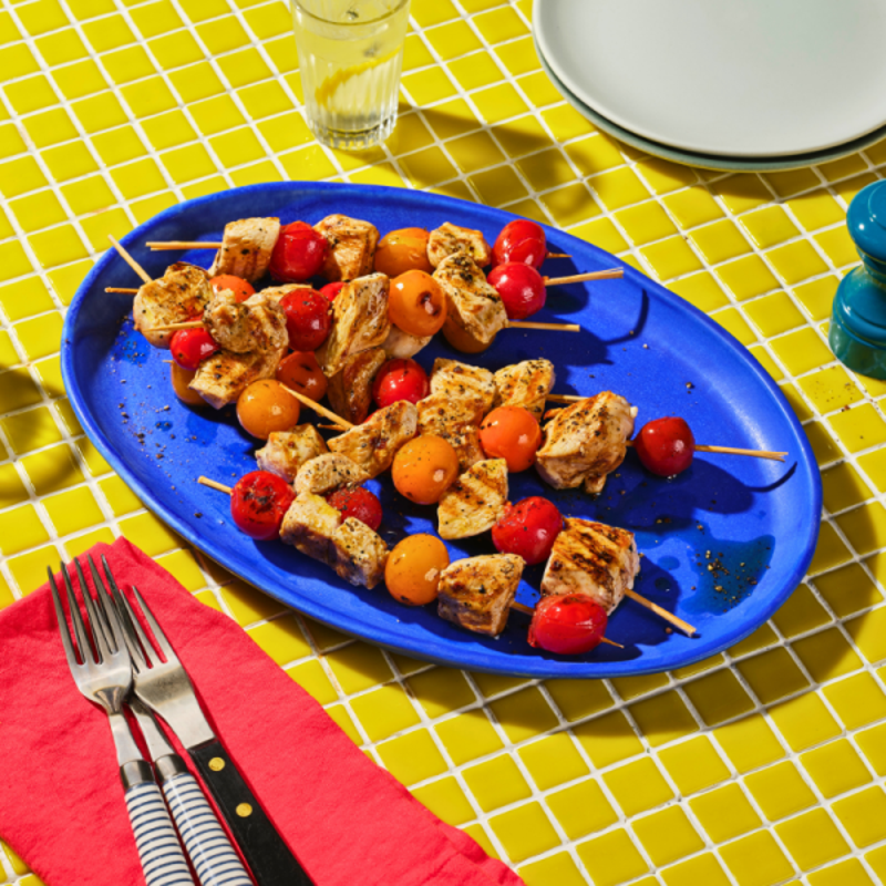Photo of Three-ingredient grilled chicken and cherry tomato kebabs by WW