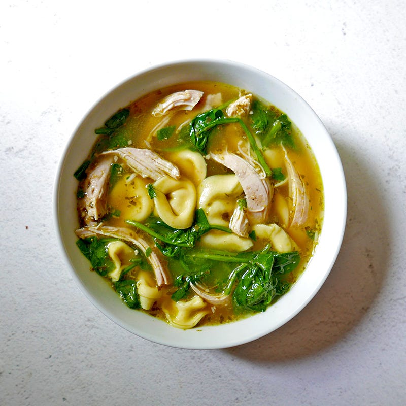 Photo of Cheat's slow cooker pesto chicken tortellini soup by WW